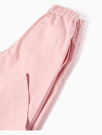 Pantalones de pierna ancha de popelín con pliegues delanteros