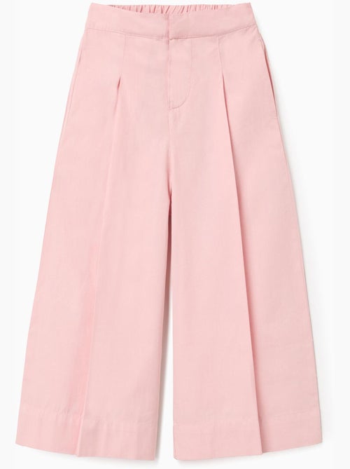 Pantalones de pierna ancha de popelín con pliegues delanteros - Kiabi