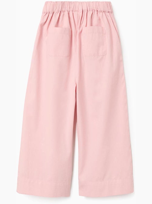 Pantalones de pierna ancha de popelín con pliegues delanteros - Kiabi