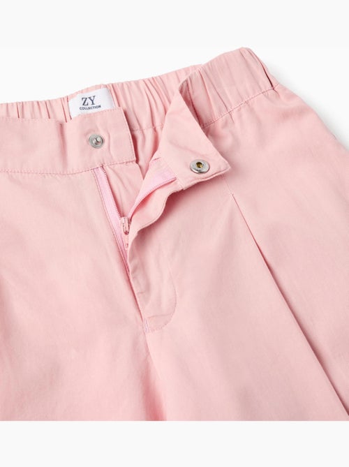 Pantalones de pierna ancha de popelín con pliegues delanteros - Kiabi