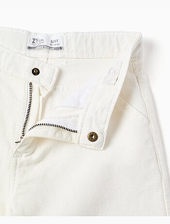 Pantalones de pierna ancha de sarga con bordado inglés