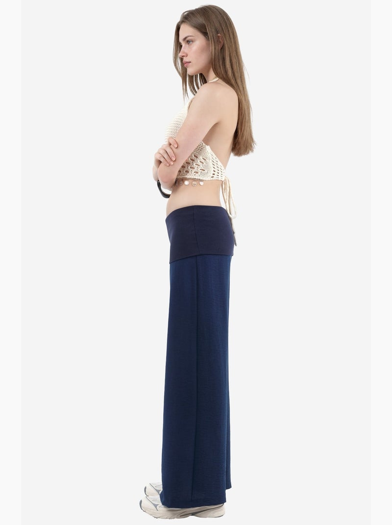 Pantalones de pierna ancha de talle alto busem Azul marino - Kiabi