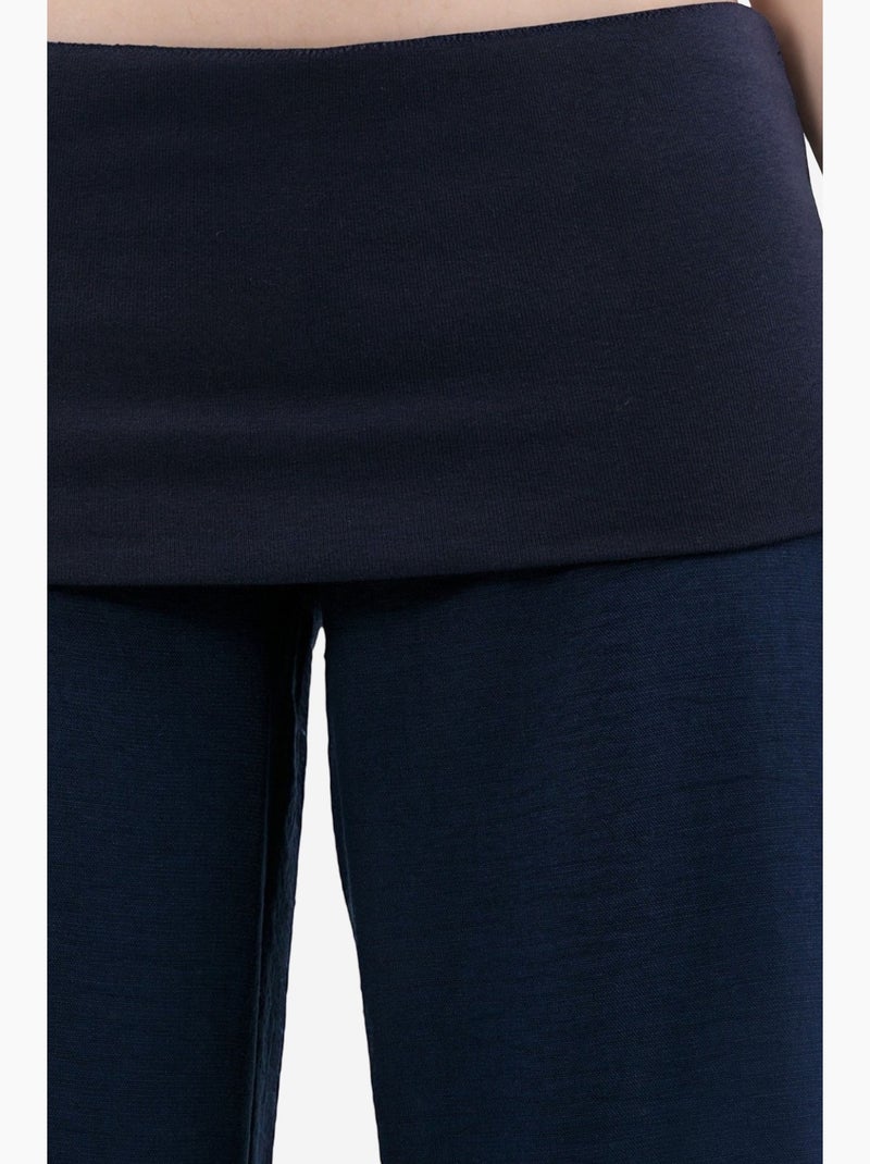Pantalones de pierna ancha de talle alto busem Azul marino - Kiabi