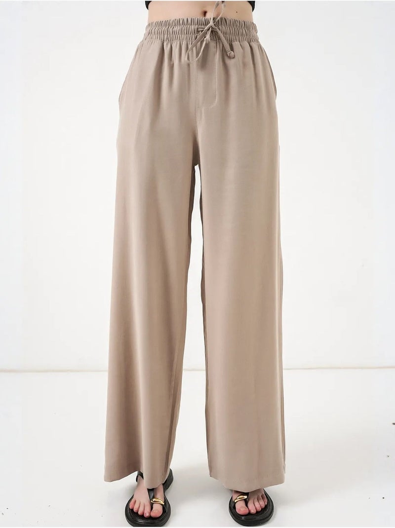 Pantalones de pierna ancha de talle alto con bolsillo bdart Beige arcilla - Kiabi