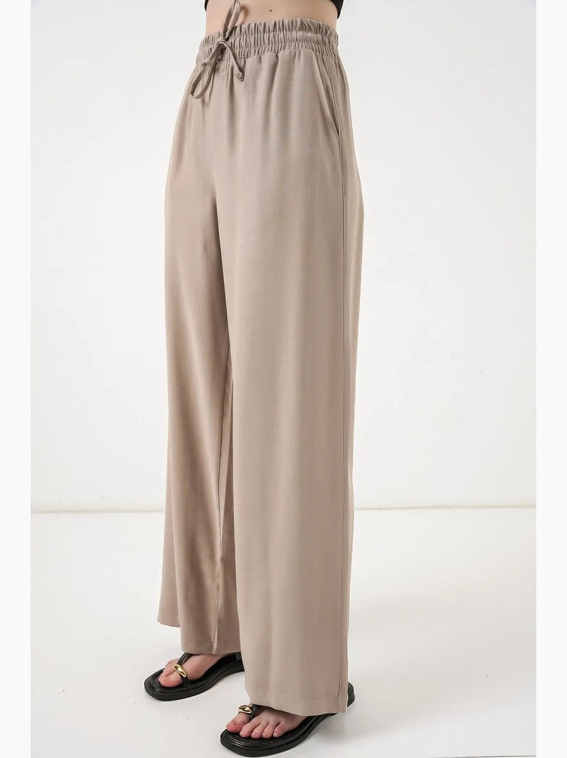 Pantalones de pierna ancha de talle alto con bolsillo bdart Beige arcilla - Kiabi