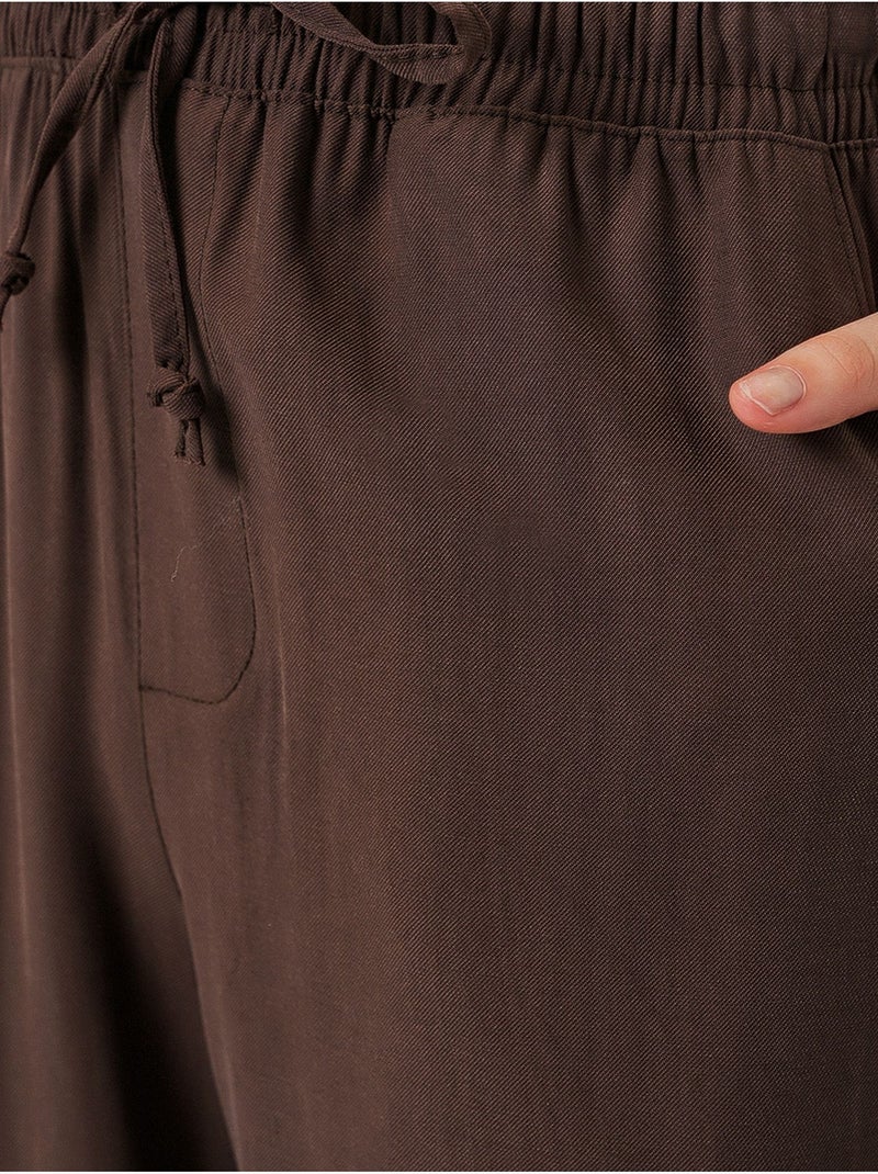 Pantalones de pierna ancha de talle alto con bolsillo bdart Marrón chocolate - Kiabi
