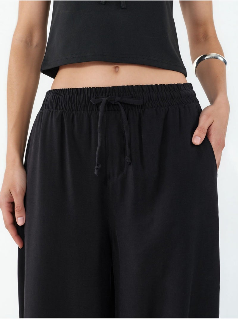 Pantalones de pierna ancha de talle alto con bolsillo bdart Negro - Kiabi