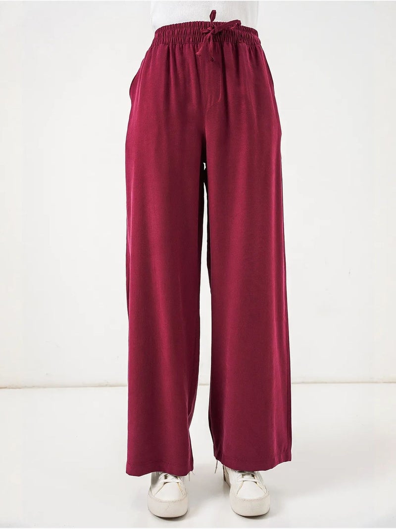 Pantalones de pierna ancha de talle alto con bolsillo bdart Rojo burdeos - Kiabi