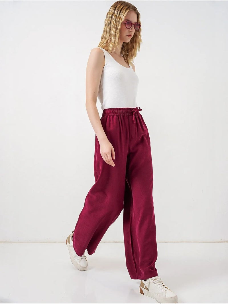 Pantalones de pierna ancha de talle alto con bolsillo bdart Rojo burdeos - Kiabi