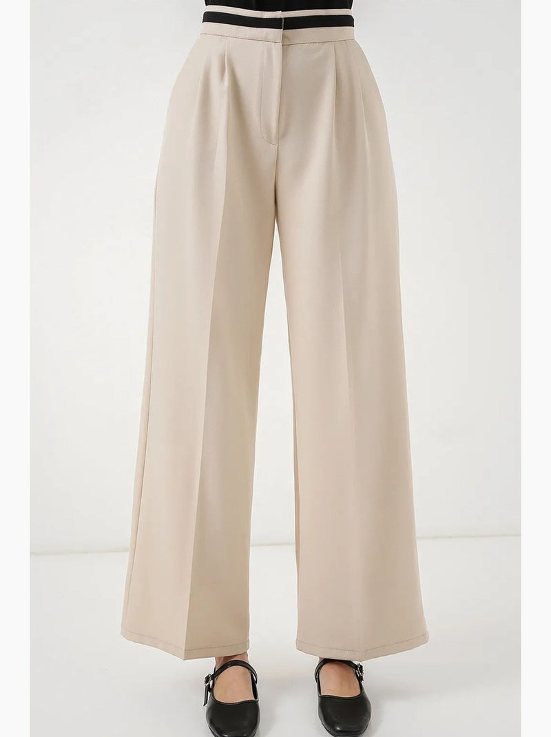 Pantalones de pierna ancha de talle alto con bolsillos bdart Crema - Kiabi