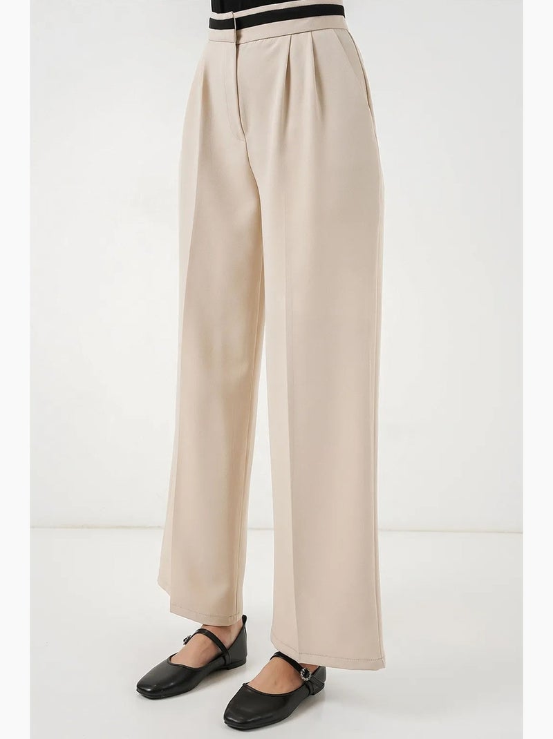 Pantalones de pierna ancha de talle alto con bolsillos bdart Crema - Kiabi