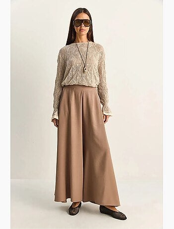 Pantalones de pierna ancha de talle alto lucci