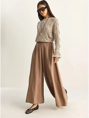 Pantalones de pierna ancha de talle alto lucci