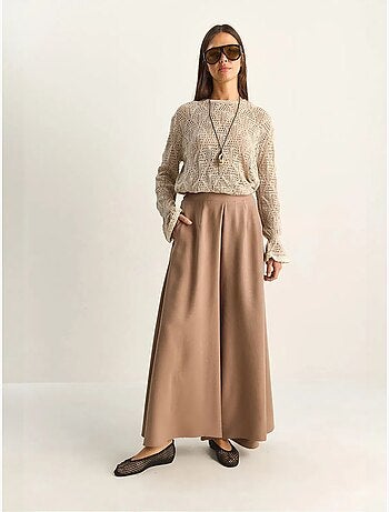 Pantalones de pierna ancha de talle alto lucci