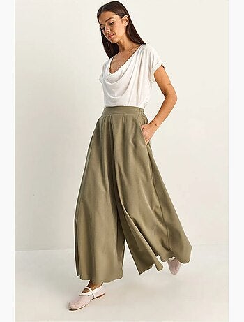 Pantalones de pierna ancha de talle alto lucci
