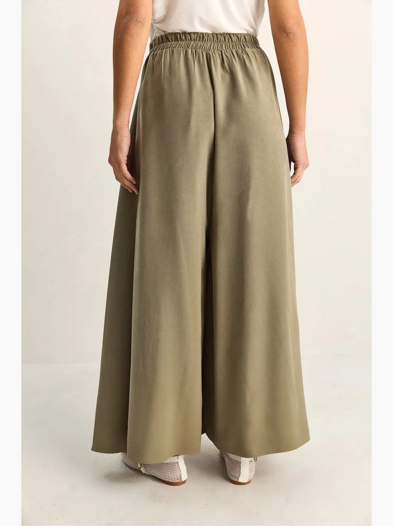 Pantalones de pierna ancha de talle alto lucci Verde oscuro - Kiabi