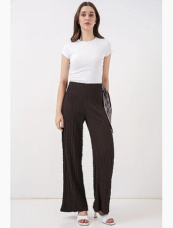 Pantalones de pierna ancha y cintura alta con detalle de lazo bdart