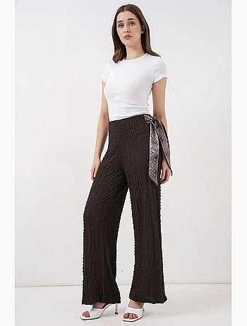 Pantalones de pierna ancha y cintura alta con detalle de lazo bdart
