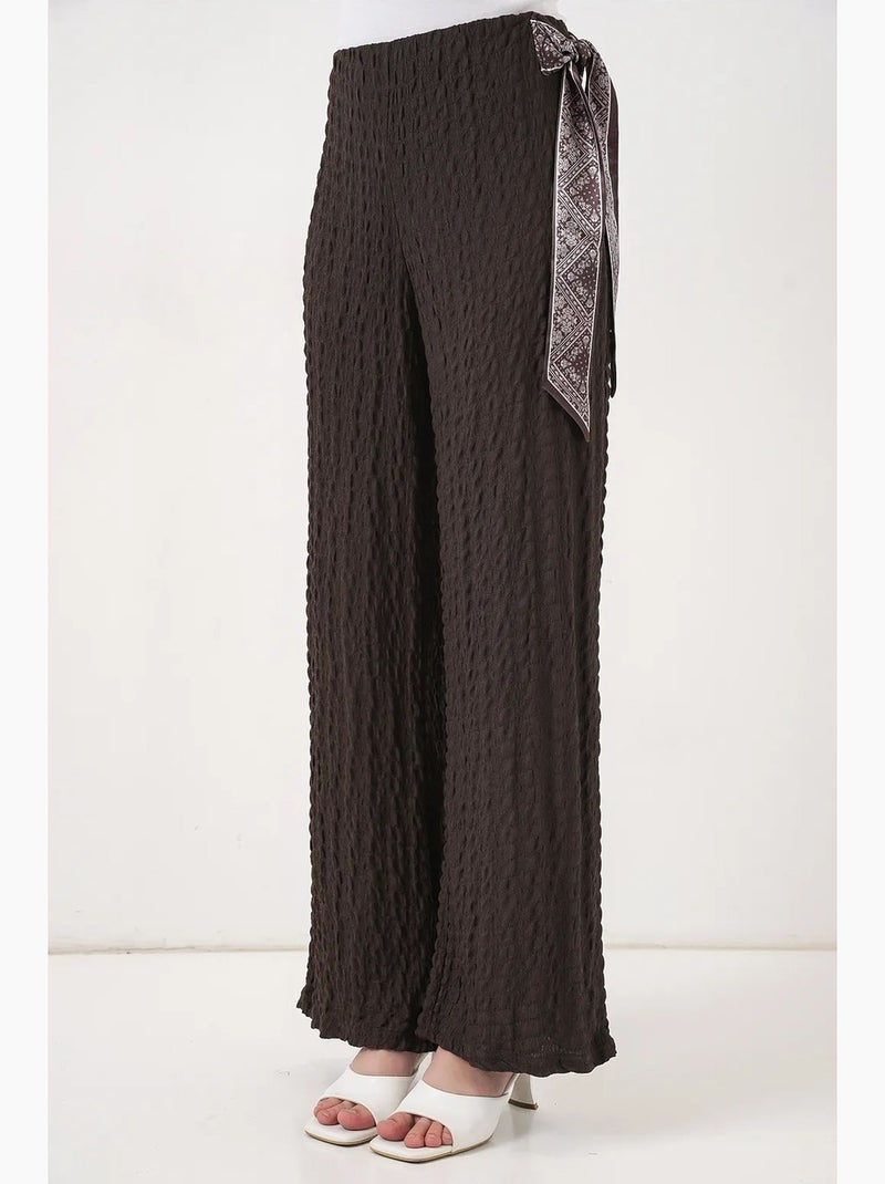 Pantalones de pierna ancha y cintura alta con detalle de lazo bdart Marrón chocolate - Kiabi