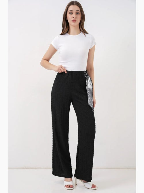 Pantalones de pierna ancha y cintura alta con detalle de lazo bdart - Kiabi Pantalones de pierna ancha y cintura alta con detalle de lazo bdart - Kiabi