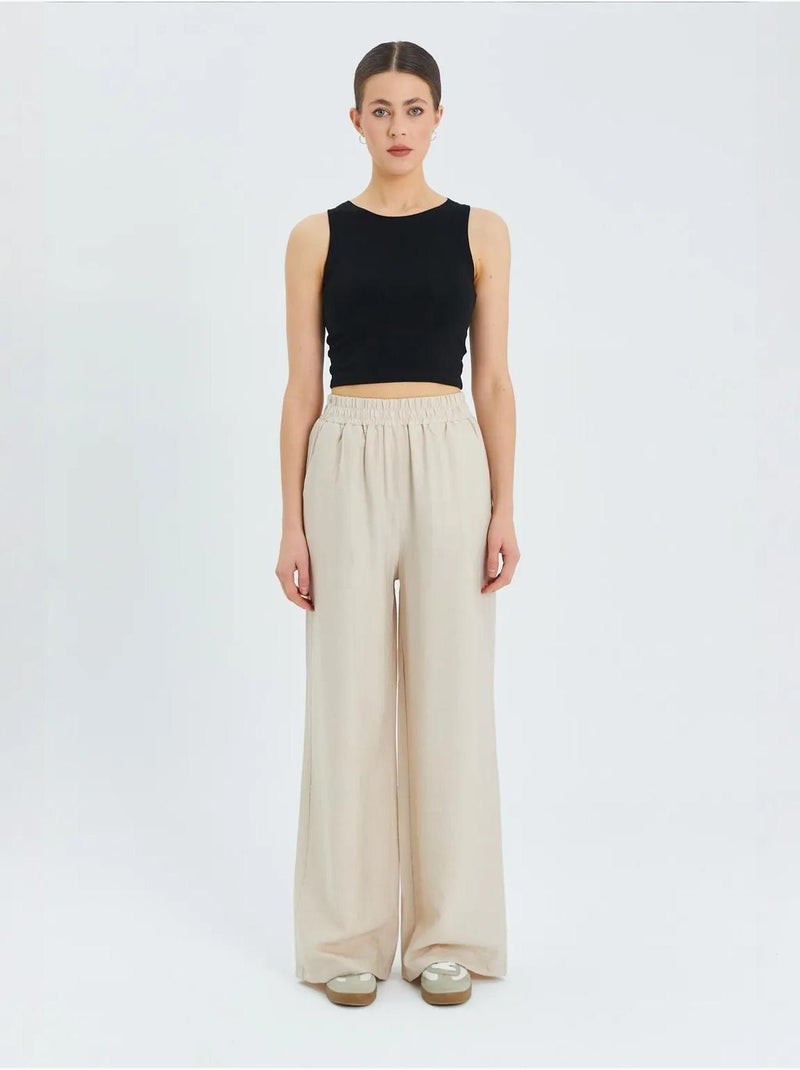 Pantalones de pierna ancha y cintura alta mixray Beige arcilla - Kiabi