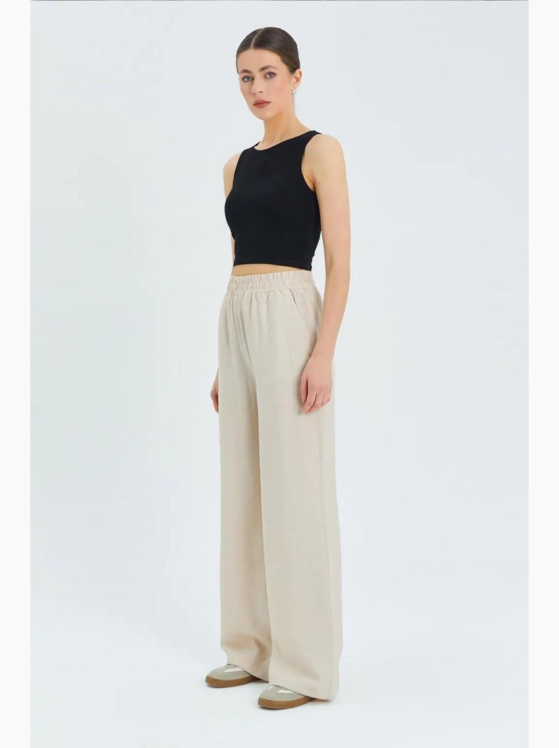 Pantalones de pierna ancha y cintura alta mixray Beige arcilla - Kiabi