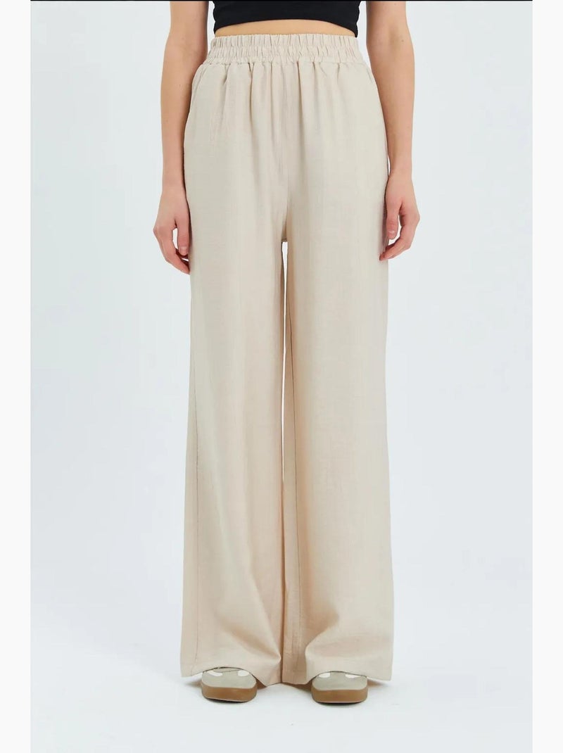 Pantalones de pierna ancha y cintura alta mixray Beige arcilla - Kiabi