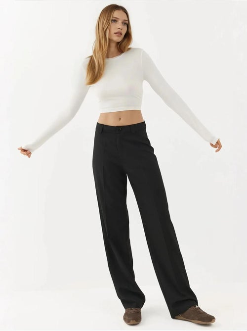 Pantalones de pierna recta, cintura normal y cierre de botón hiccup - Kiabi