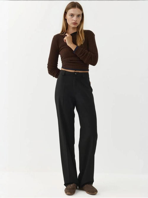 Pantalones de pierna recta, cintura normal y cierre de botón hiccup - Kiabi