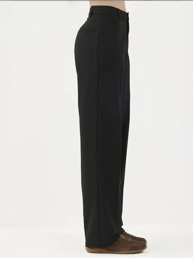 Pantalones de pierna recta, cintura normal y cierre de botón hiccup Negro - Kiabi