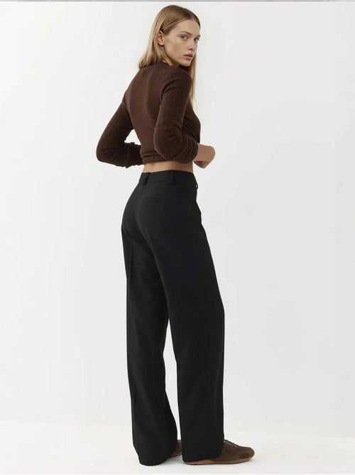 Pantalones de pierna recta, cintura normal y cierre de botón hiccup - Kiabi