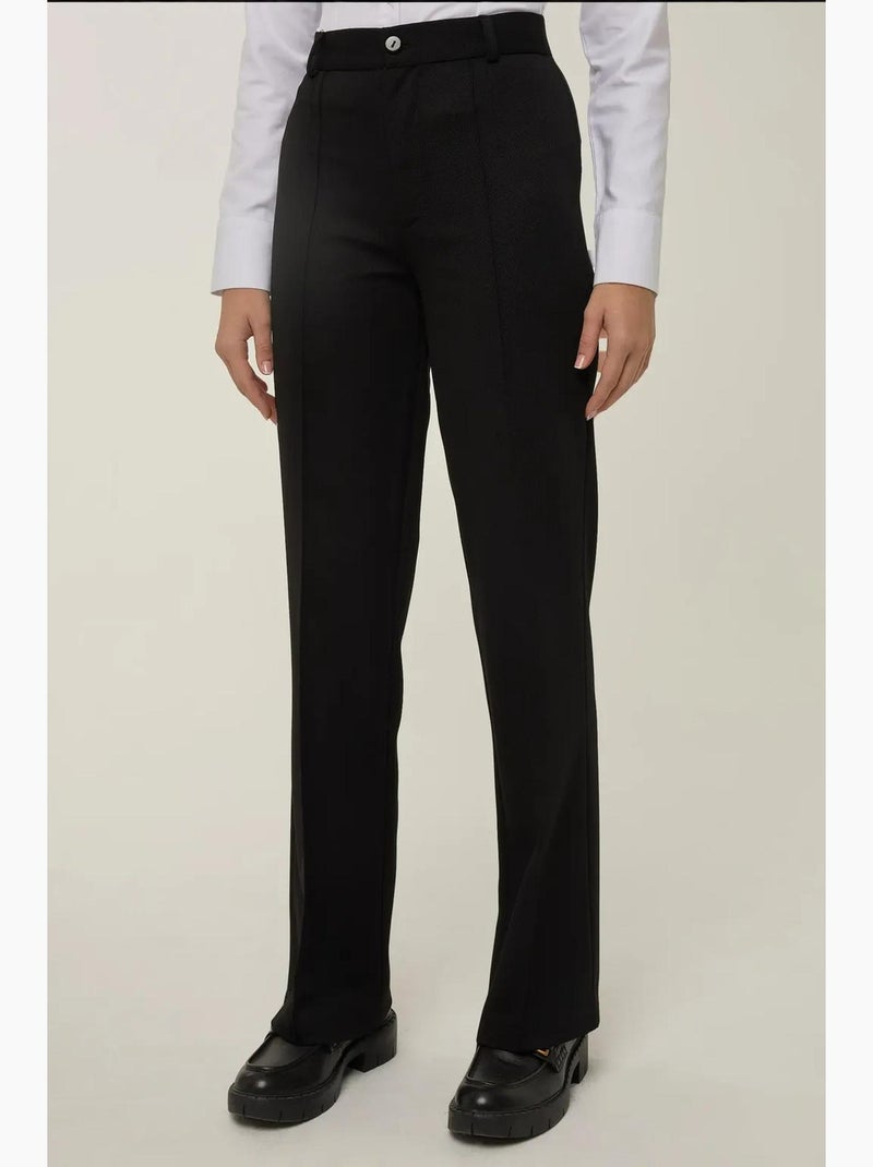 Pantalones de pierna recta con detalle de costura hiccup Negro - Kiabi