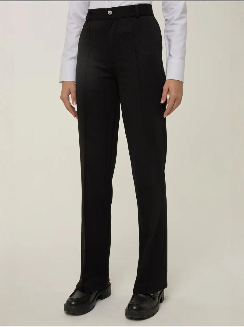 Pantalones de pierna recta con detalle de costura Negro - Kiabi