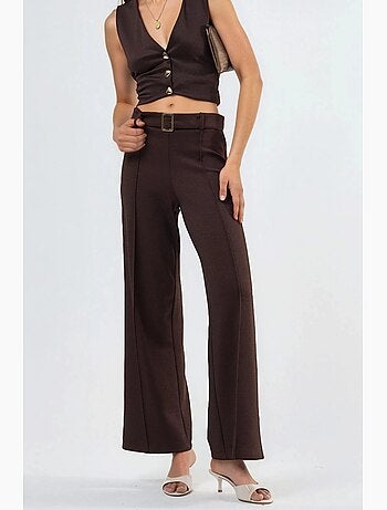 Pantalones de pierna recta de talle alto con cinturón busem