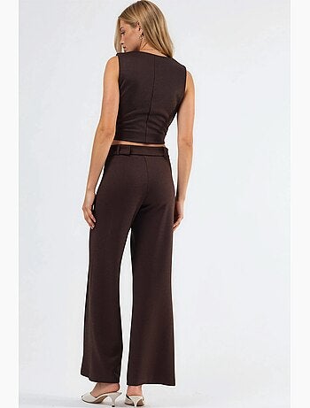 Pantalones de pierna recta de talle alto con cinturón busem