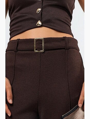 Pantalones de pierna recta de talle alto con cinturón busem
