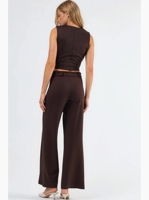 Pantalones de pierna recta de talle alto con cinturón busem - Kiabi