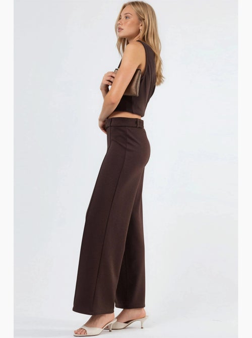 Pantalones de pierna recta de talle alto con cinturón busem - Kiabi