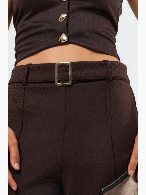 Pantalones de pierna recta de talle alto con cinturón busem - Kiabi
