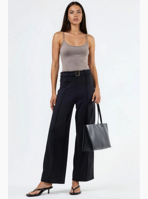 Pantalones de pierna recta de talle alto con cinturón busem - Kiabi