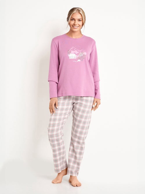 Pantalones de pijama a cuadros de franela de algodón cálido - Afibel - Kiabi