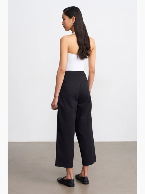 Pantalones de popelina de algodón de tiro alto y pernera ancha dilvin - Kiabi