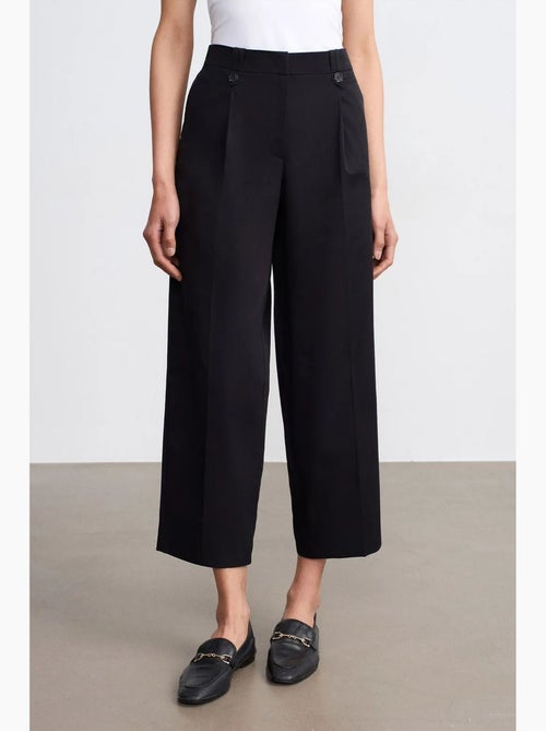 Pantalones de popelina de algodón de tiro alto y pernera ancha dilvin - Kiabi