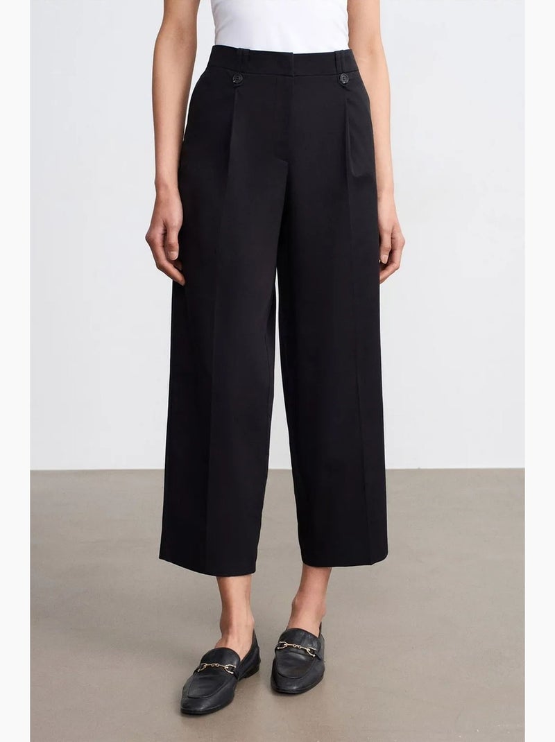Pantalones de popelina de algodón de tiro alto y pernera ancha dilvin Negro - Kiabi