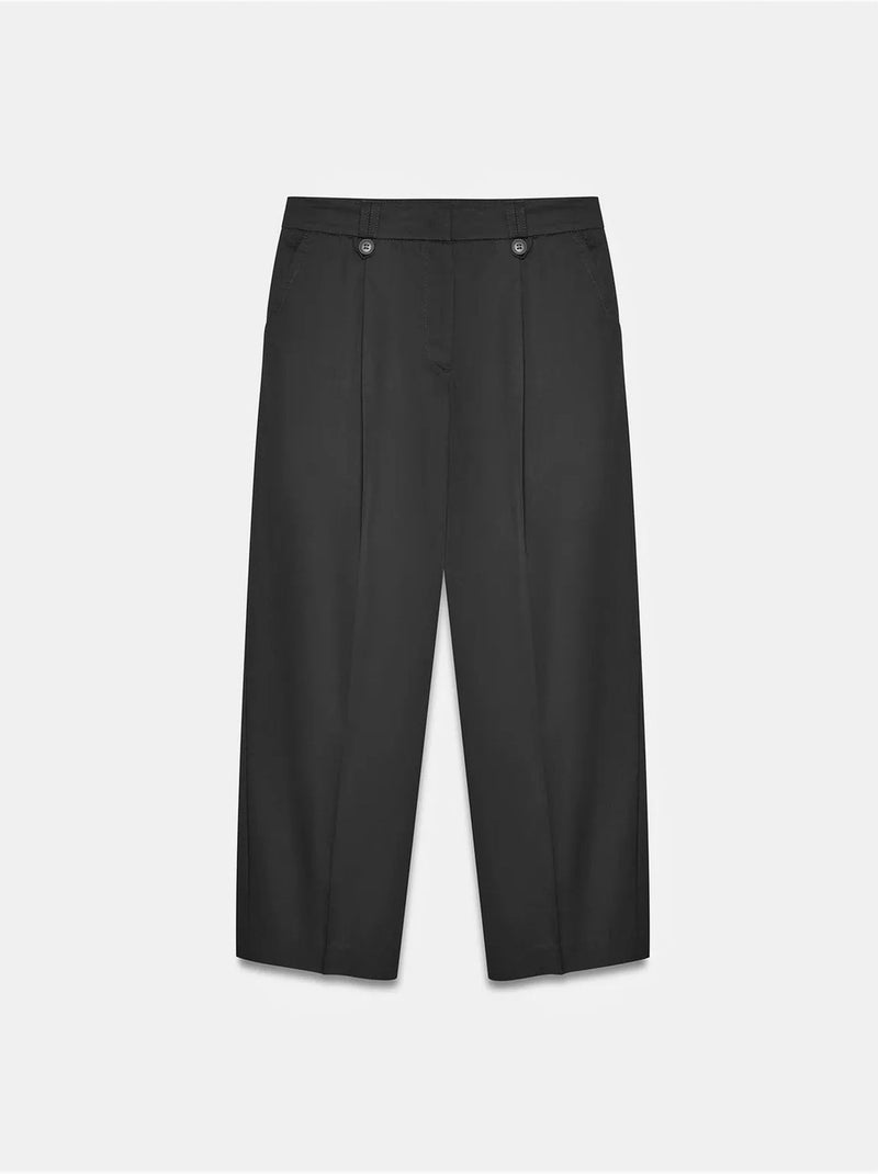 Pantalones de popelina de algodón de tiro alto y pernera ancha dilvin Negro - Kiabi