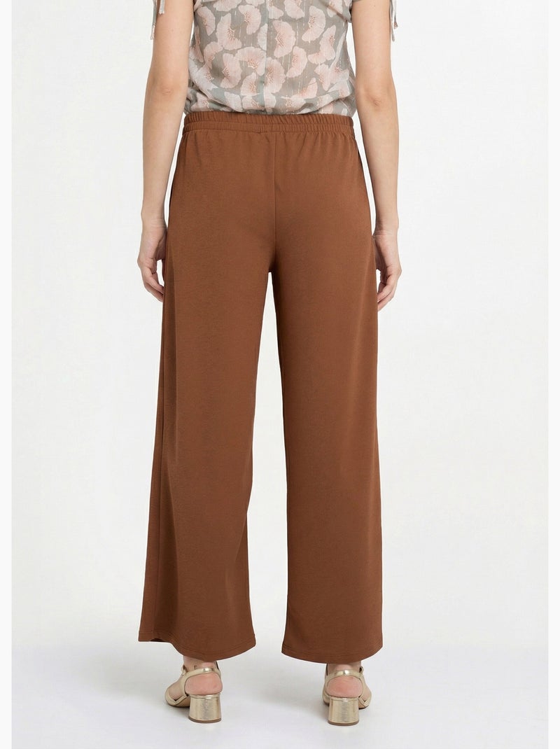 Pantalones de punto con ribete en la cintura - Afibel Camel - Kiabi