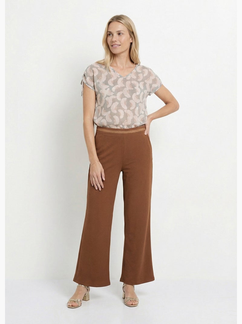 Pantalones de punto con ribete en la cintura - Afibel Camel - Kiabi