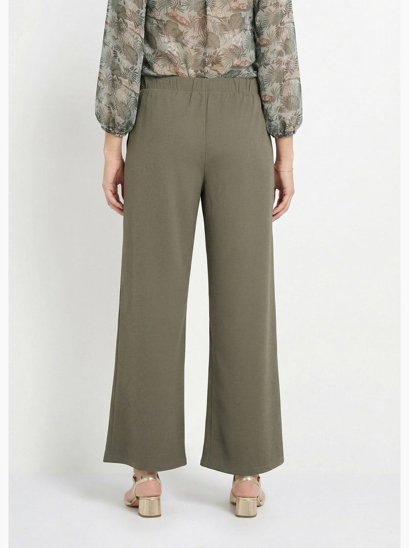 Pantalones de punto con ribete en la cintura - Afibel Caqui - Kiabi