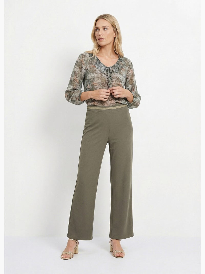 Pantalones de punto con ribete en la cintura - Afibel Caqui - Kiabi