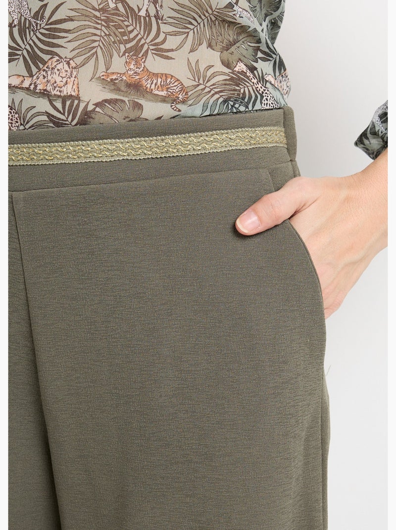 Pantalones de punto con ribete en la cintura - Afibel Caqui - Kiabi
